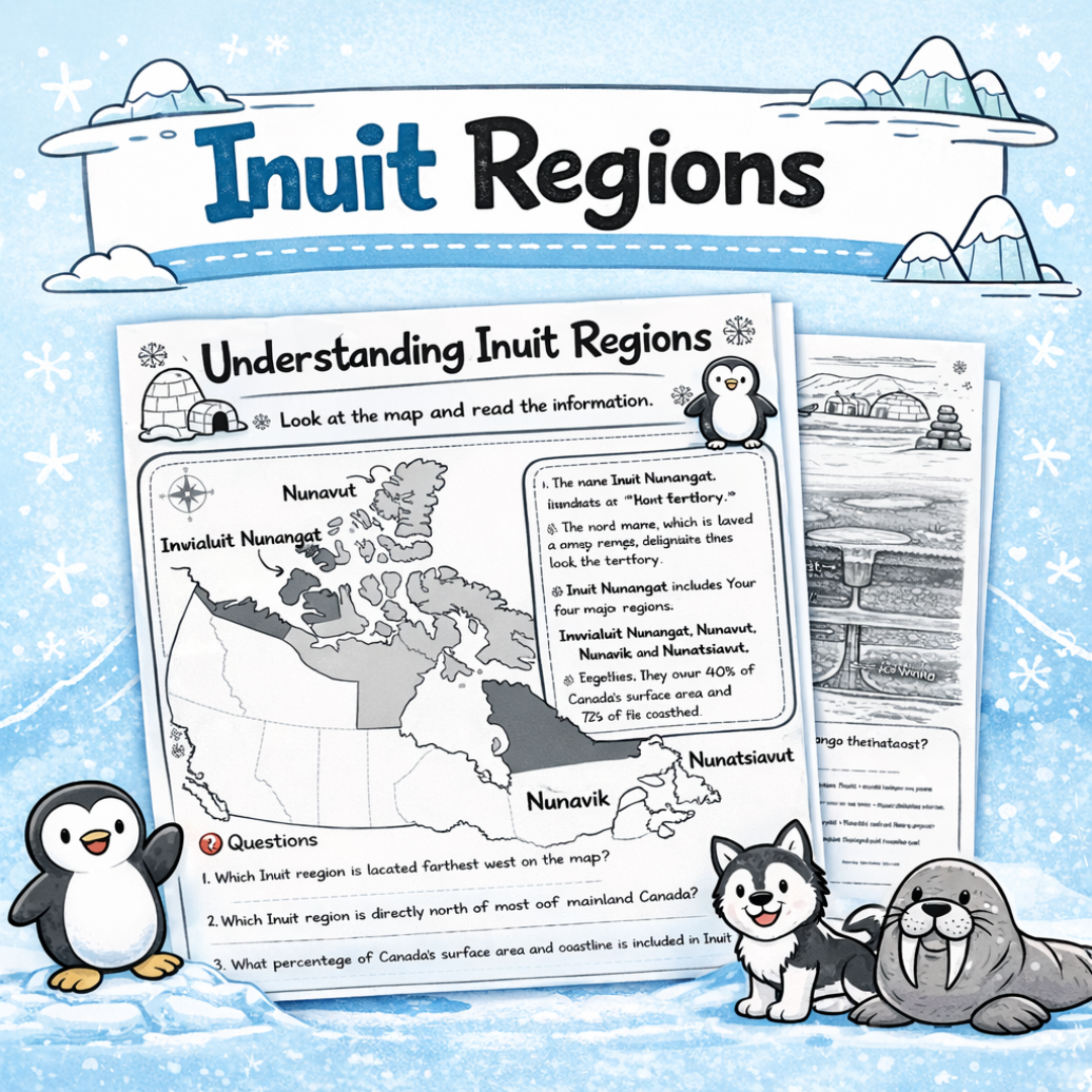 Inuit Regions & Arctic Permafrost Worksheets