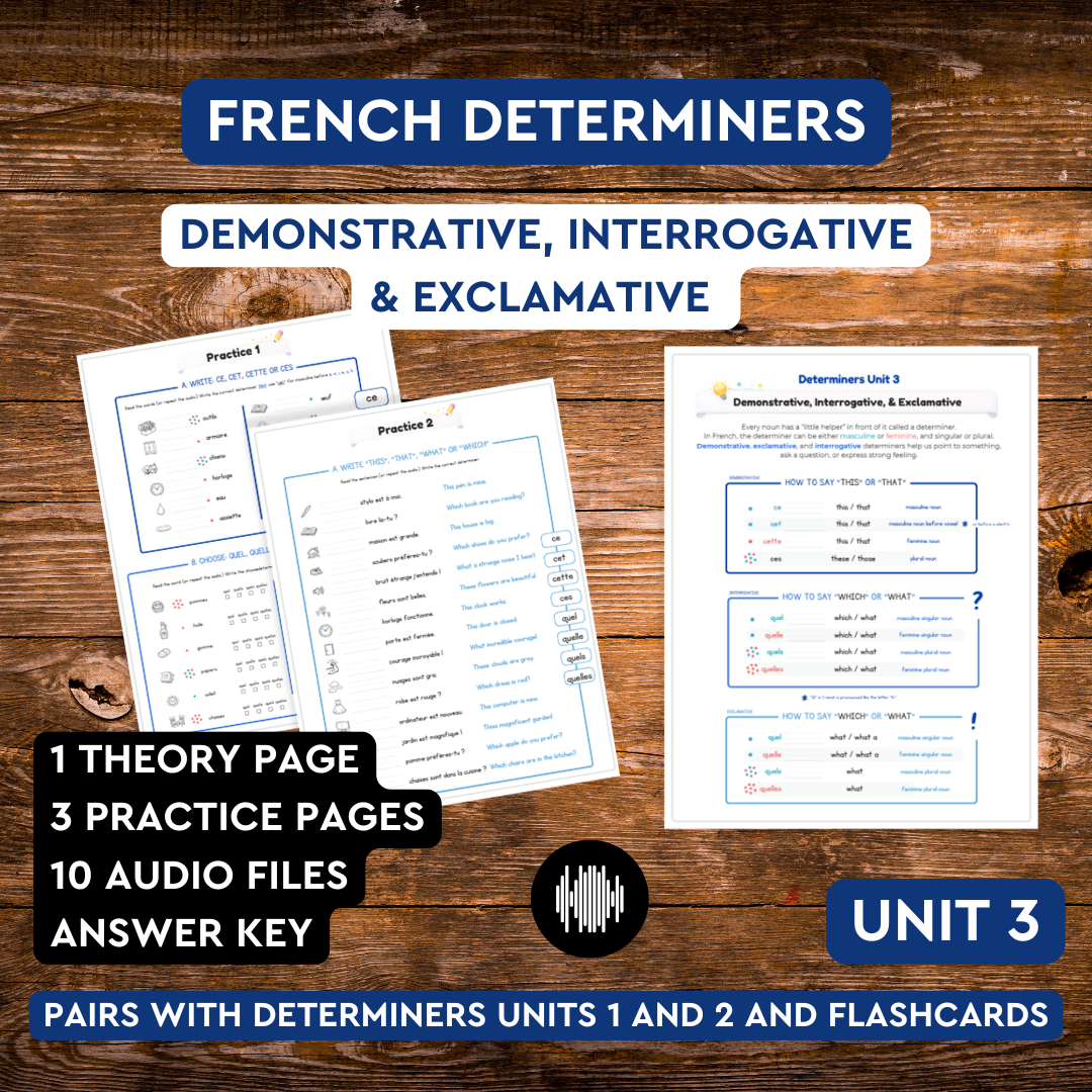 French Demonstrative & Interrogative Determiners Unit 3