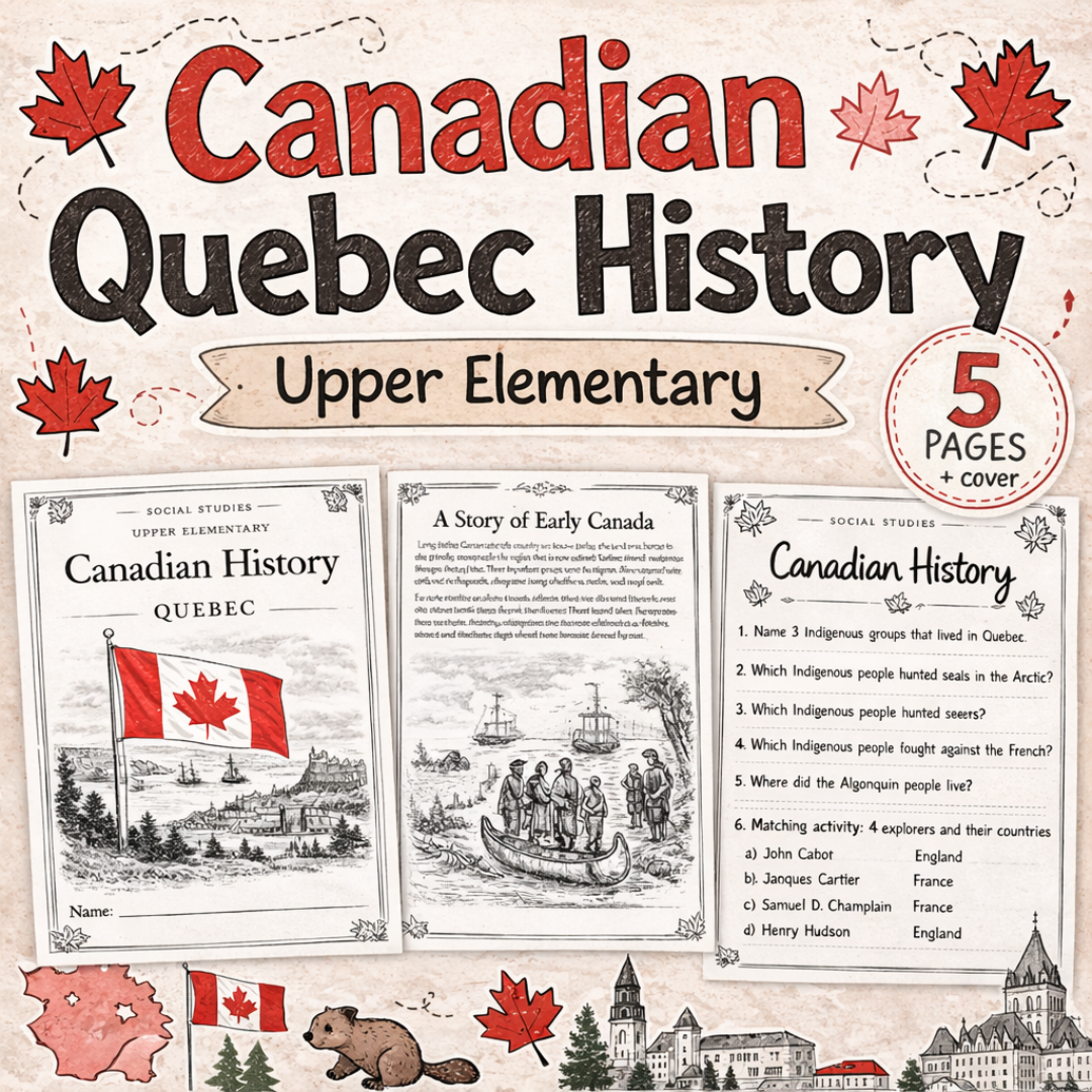 Canadian History Worksheet: Quebec Explorers & Fur Trade