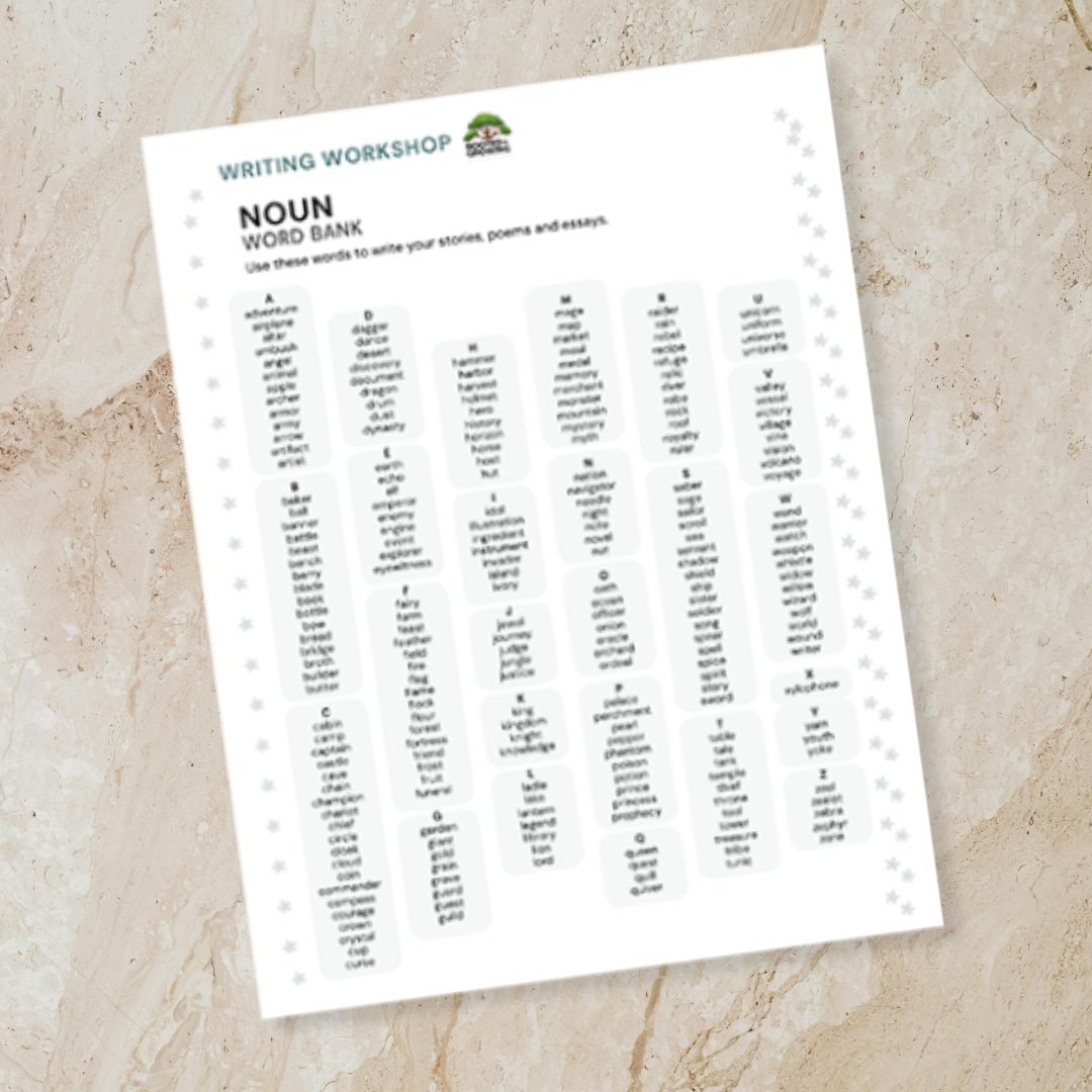 Nouns Word Bank Writing Worksheets