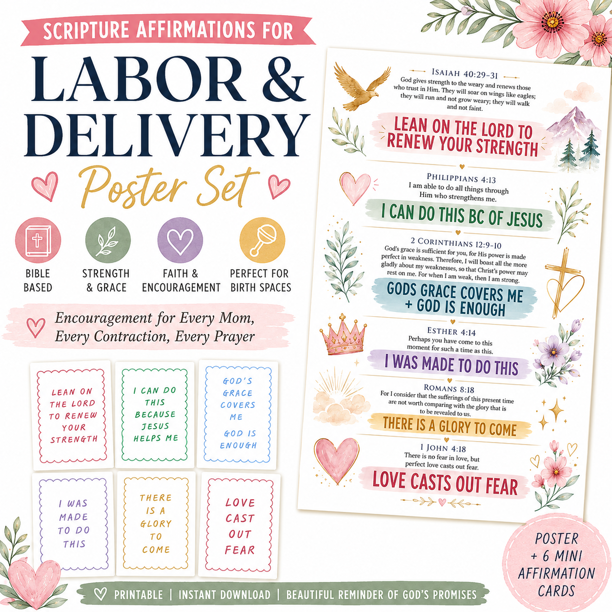 Christian Birth Affirmations Poster & Cards